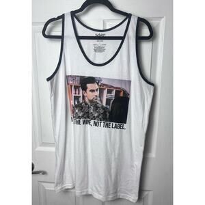 Schitt's Creek Tank Top "I Like The Wine Not The Label" White Graphic Size L